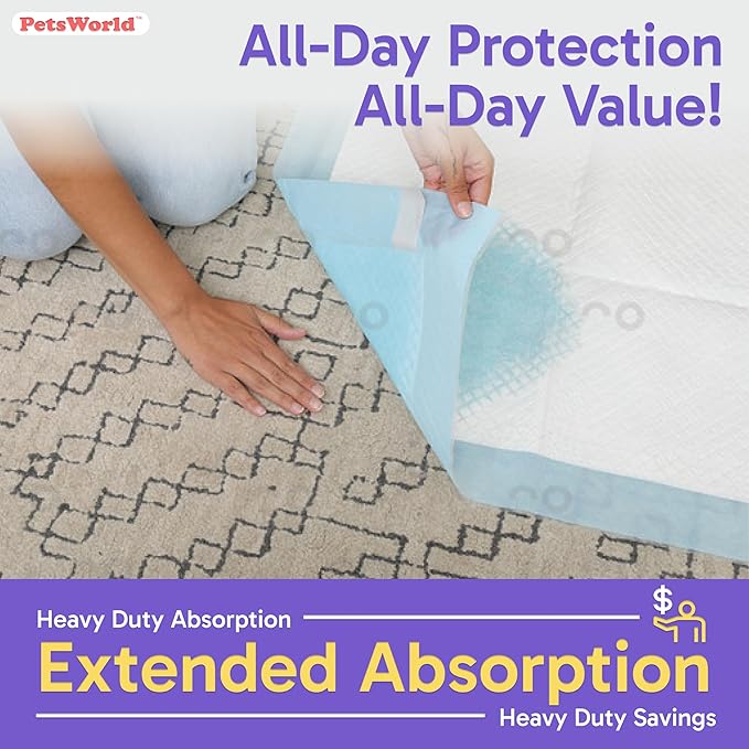 PETSWORLD Enormous Dog Training & Potty Pads, 37x54 inch - Tear Resistant with Strong Leak-Proof Backing, Optional Adhesive Tape, 1200 Count