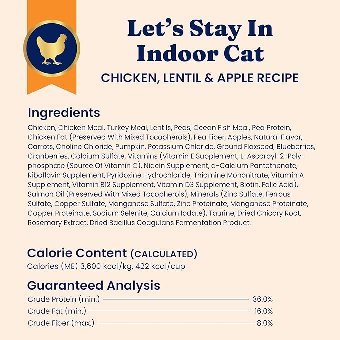 Solid Gold Indoor Dry Cat Food - Grain Free & Gluten Free - Chicken Cat Food Dry Kibble for Indoor Cats w/Probiotics & Fiber for Gut Health - Sensitive Stomach & Hairball Support for Adult Cats -12LB
