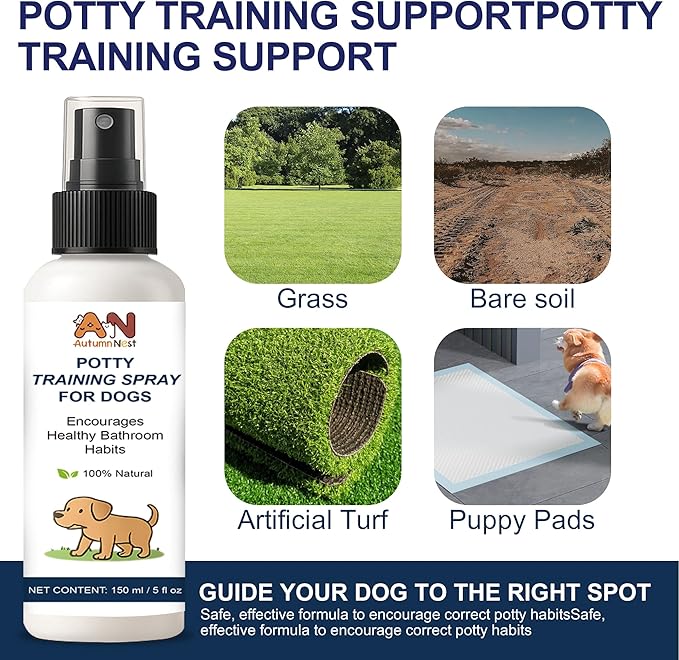 Potty Training Spray for Dogs – 150ml Dog Pee Training Aid for Puppies & Adults – Helps Guide Dogs to Pee Pads or Designated Areas – Safe Plant-Based Scent Attractant for Indoor & Outdoor Use