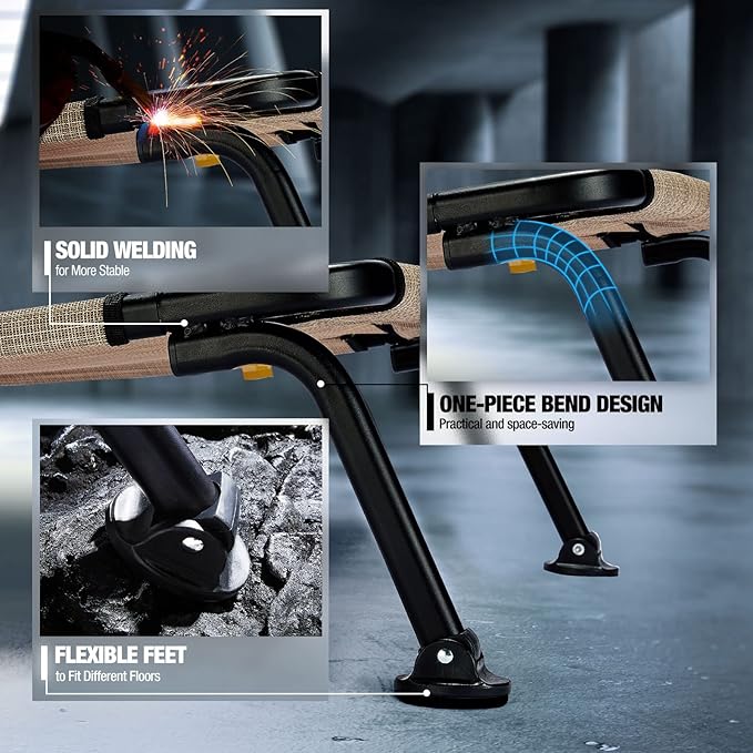 Veehoo Outdoor Elevated Dog Bed, Cooling Raised Dog Cot Bed XL, Portable Waterproof Curved Dogs Hammock Beds for Outside, up to 150lbs, Black Legs, Beige 49"