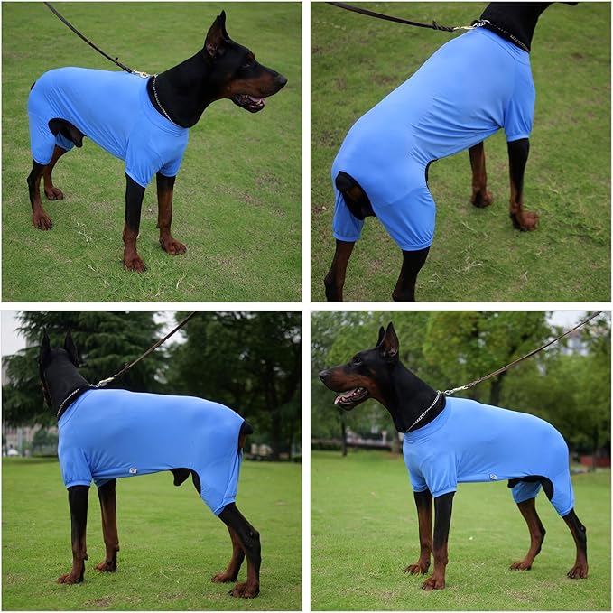 LoveLongLong Dog Jumpsuit with UV Protection and Quick-Dry Fabric for Spring Summer Pet Pajamas Sea Blue 2XL