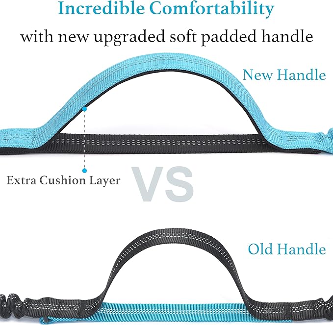 iYoShop Retractable Hands Free Dog Leash - Dual Handle Bungee Waist Leash for Small, Medium and Large Dogs (Medium/Large, 25-150 lbs, Baby Blue)