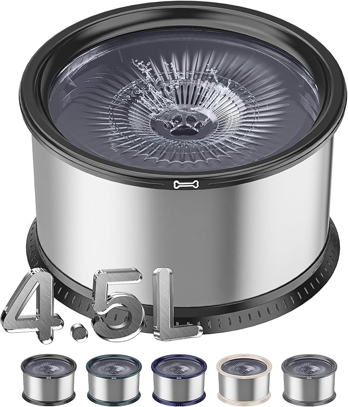 4.5L/1.2Gal Dog Water Bowl, No Spill Stainless Steel Slow Water Bowl for Medium Large Dogs, Large Capacity Splash Proof Slow Drinking Water Bowls with Anti-Slip Mat for Mess Drinkers