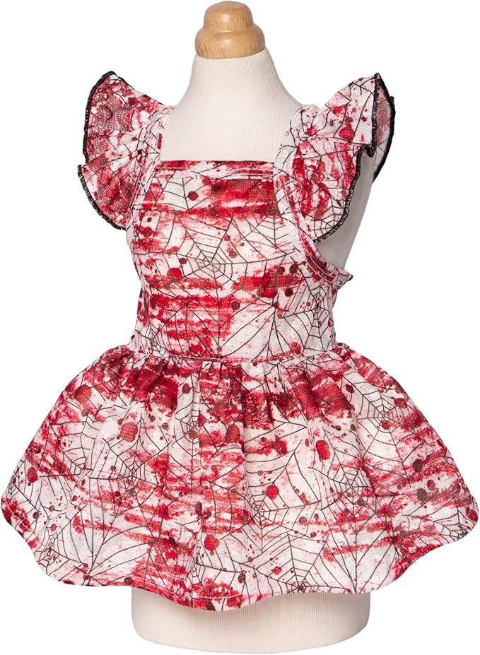 Fitwarm Halloween Spiderweb Dog Dress, Funny Dog Halloween Costumes, Doggy Clothes for Small Dogs Girl, Pet Apparel, Red, White, Black, XS