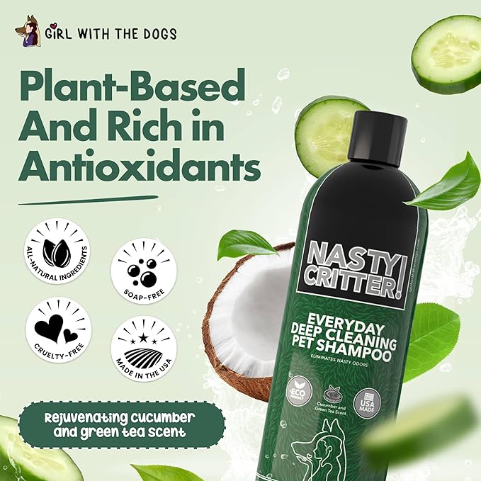 Nasty Critter! by Girl With The Dogs - Made in USA - Deep Clean Everyday Dog Shampoo for 8 Weeks+ (16 Oz)