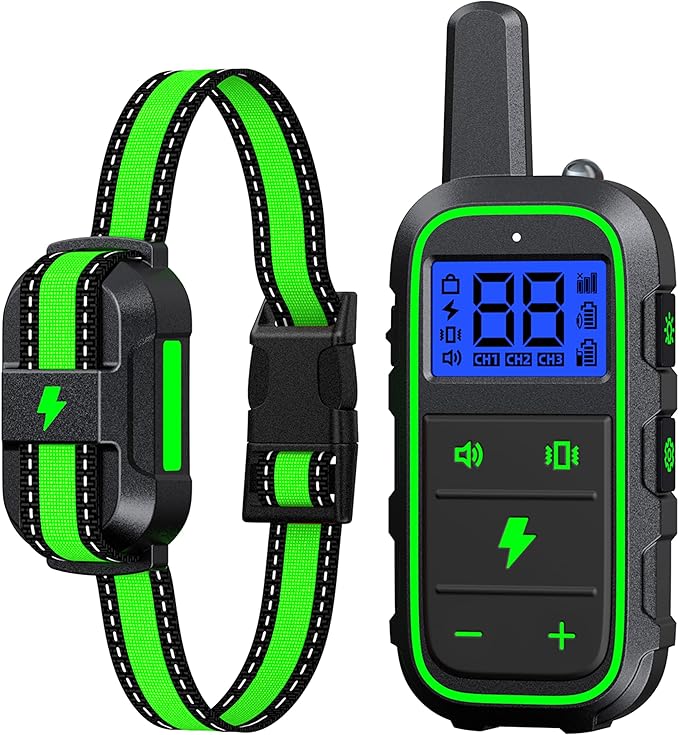 Dog Training Collar Electric Dog Collar with 4 Training Modes and Rechargeable Remote Waterproof Range 3300Ft for Small Medium Large Dogs(Green)