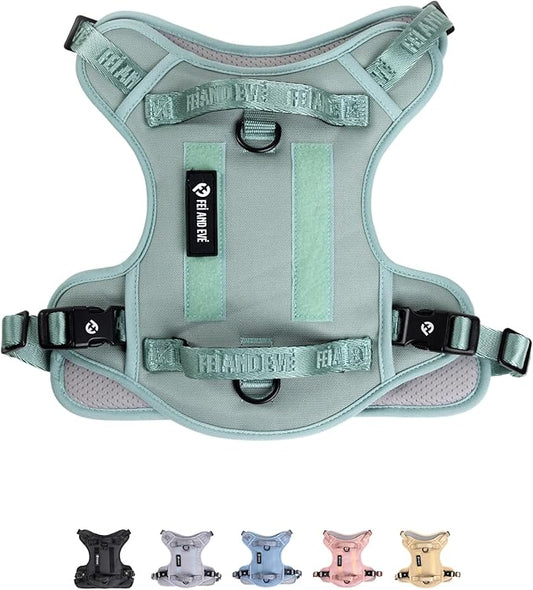 2025 New Edition, Fei & Eve Classic Dog Harness - Quick-Release Buckles | 3-Point No-Pull Control | Heavy-Duty 900D Nylon | Dual Safety Handles | Breathable Mesh | Adjustable Fit | Large,Green