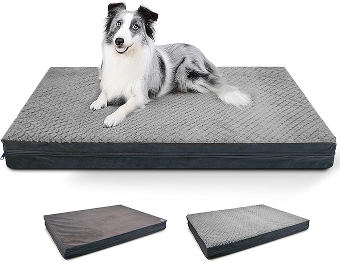 Sytopia Washable Indestructible 42" Dog Bed for Large Dogs – Double-Sided Plush, Chew Proof, Waterproof, Thick Orthopedic Support, Durable Multi- Size Comfort Clearance Indoor Flat Dog Bed