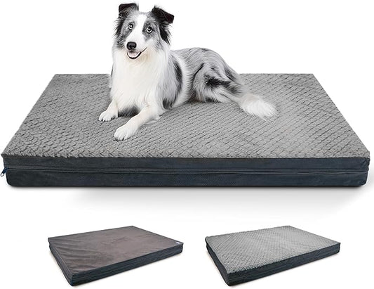 Sytopia Washable Indestructible 42" Dog Bed for Large Dogs – Double-Sided Plush, Chew Proof, Waterproof, Thick Orthopedic Support, Durable Multi- Size Comfort Clearance Indoor Flat Dog Bed