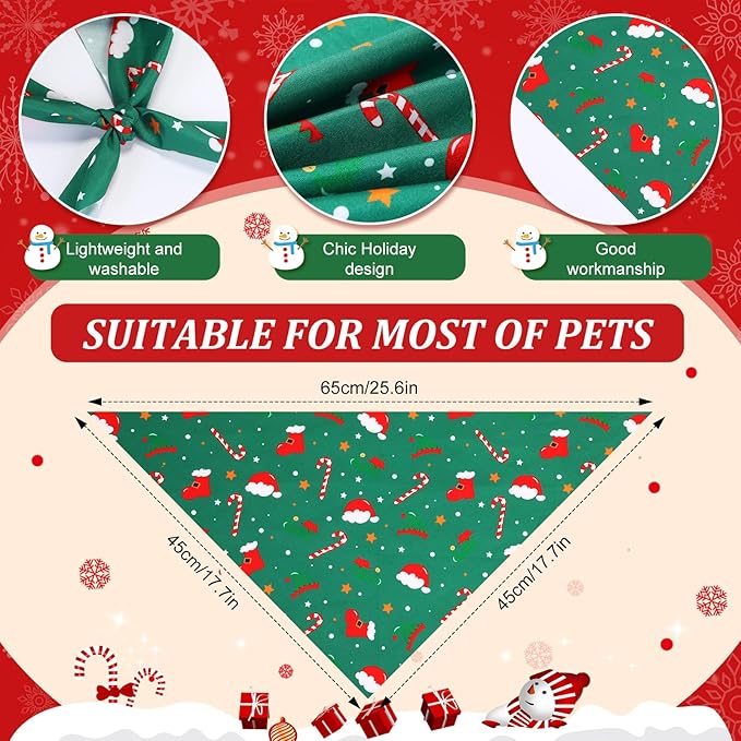 Preboun 100 Pcs Christmas Dog Bandanas Bulk Xmas Bandanas for Dogs Triangle Kerchief Bibs Scarf for Pet Xmas Costume Photo Props Accessories Pet Shops Adoption Events, 25 Styles(25.6 x 17.7 x 17.7)
