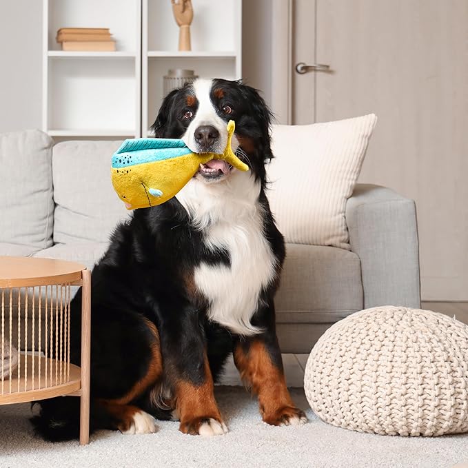 Ocean Collection Dog Toys | Jumbo Sized Mandi The Mahi Mahi | Cute, Durable, & Sustainable Plush Chew Toys for Dogs 50 lbs & up | Eco Friendly & 100% Recycled Materials