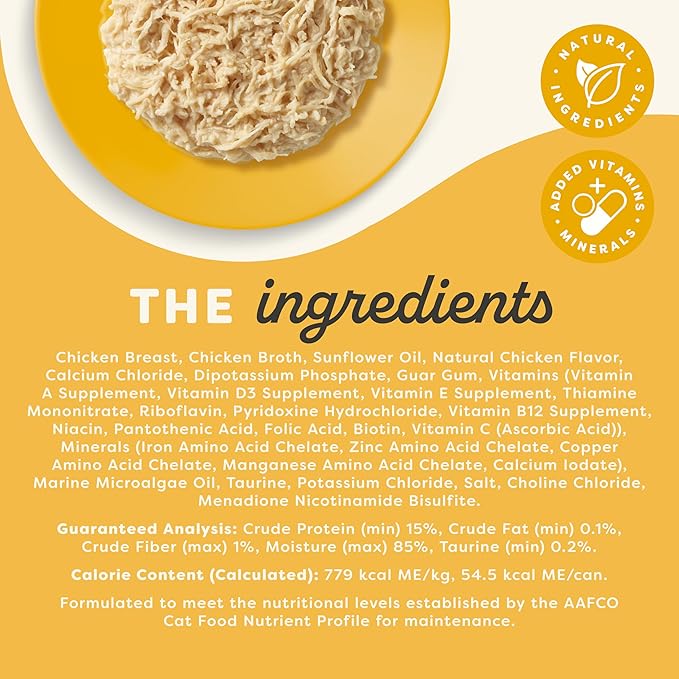 Applaws Vitality Wet Cat Food in Broth, Natural Cat Food with Added Vitamins & Minerals, Grain-Free, Carrageenan Free, Chicken Breast in Broth (24 Count, 2.47 oz Cans)