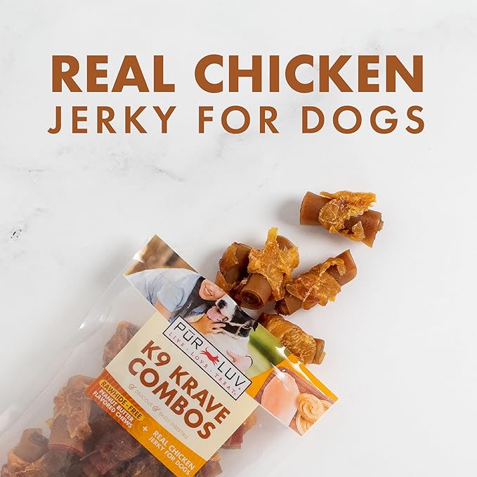 Dog Treats, K9 Kraves Combo Rawhide Free Bone Dog Treat, Peanut Butter and Chicken Flavor, Made with Real Peanut Butter and Chicken, 20 Count, Easily Digestible, Long-Lasting, High Protein