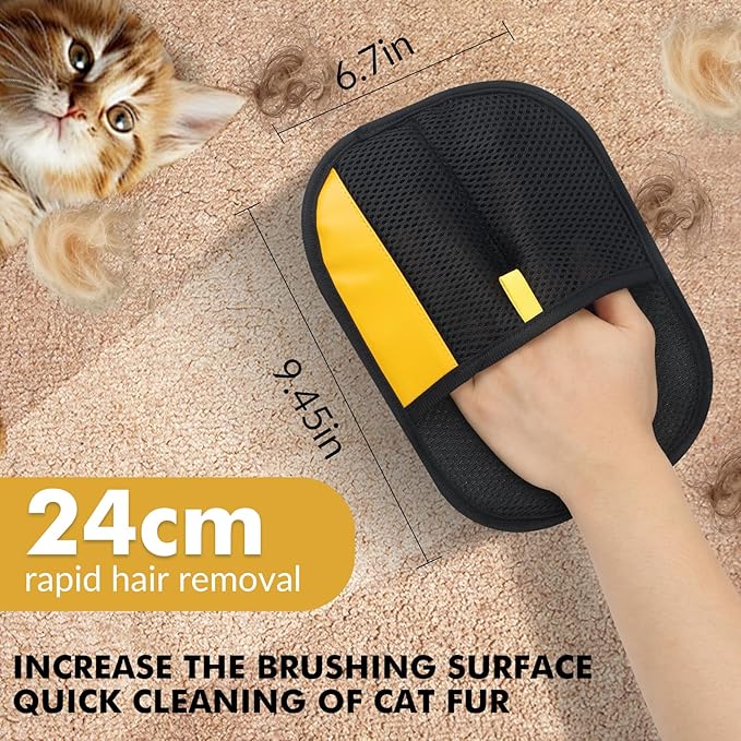 Pet Hair Removal Glove,2Pcs,Electrostatic Gloves Pet Hair Removal,Highly Efficient,Pet Hair Remover Glove,9.45-Inch Large Brush Surface,Reusable Cat Grooming Gloves for Couch,Sweater,Carpet,Curtain.