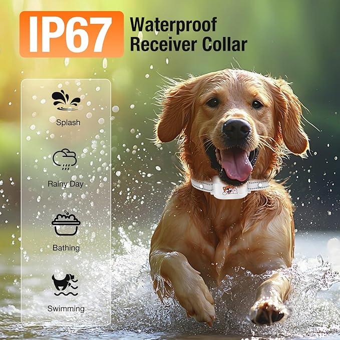 GPS + Wireless Dog Fence & Training Collar – No Subscription, App Geo-Fence 3280ft, 60-164ft Bluetooth Training, 3 Correction Modes, Auto Sleep/Wake, 7-Day Battery, 3-Dog Support (White(3 Pack))