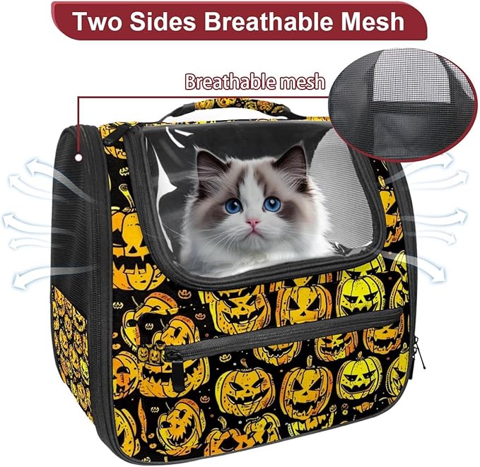 Dog Carrier Backpack for Small Pets - Cat & Dog Backpack for Hiking, Camping or Travel, Halloween 3