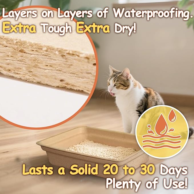 Disposable Litter Boxes for Cats Leak-Proof: 3-Pack Odor Control Sustainable Large Kitty Tray for Travel/Indoor Use