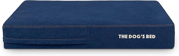 The Dog’s Bed Orthopedic Memory Foam Dog Bed, Large Blue Denim, Pain Relief for Arthritis, Hip & Elbow Dysplasia, Post Surgery, Lameness, Supportive, Calming, Waterproof Washable Cover
