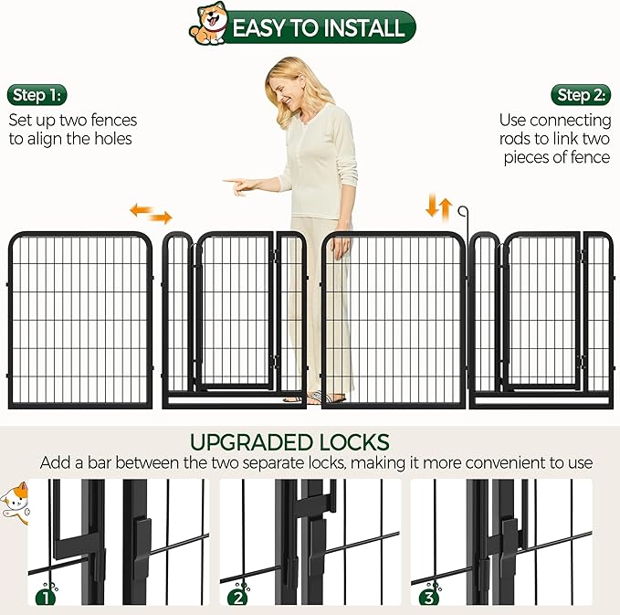 Yaheetech Dog Playpen Outdoor, 32 inch 12 Panels Dog Pen Indoor Heavy Duty Puppy Exercise Pen Metal Pet Fence for RV Camping/Yard/Garden