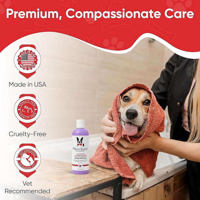Warren London Calming Lavender Dog Shampoo | Softening Aloe Vera & Essential Oils for Dogs | Leaves Coat Silky & Smelling Amazing | Gentle & Soap-Free | Made in USA – 17 oz