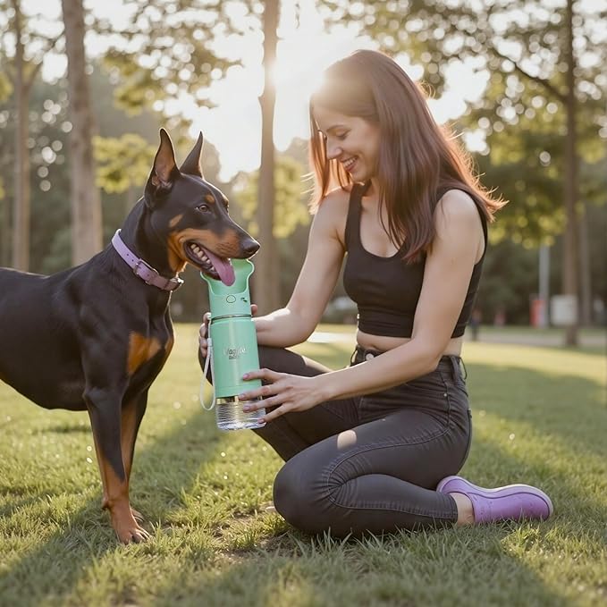 Stainless Steel Dog Travel Water Bottle, Vacuum Insulated Portable Dog Water Dispenser, Large Bottle with Drink Cup On The Go, Outdoor Walking, Hiking, Travel (Mint, 22oz)