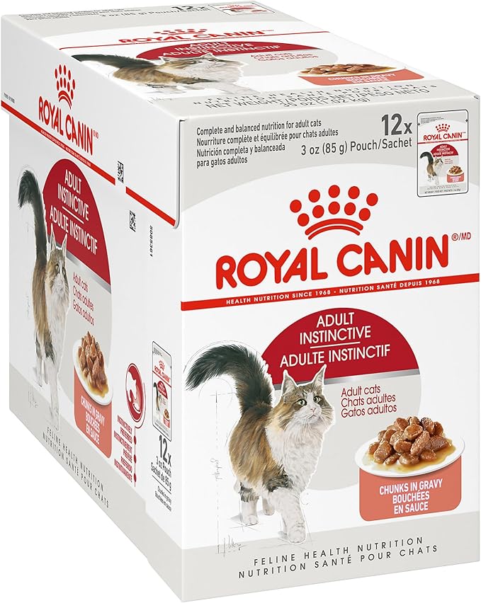 Royal Canin Feline Health Nutrition Adult Instinctive Adult Chunks in Gravy Cat Food, 3 oz (Pack of 12)