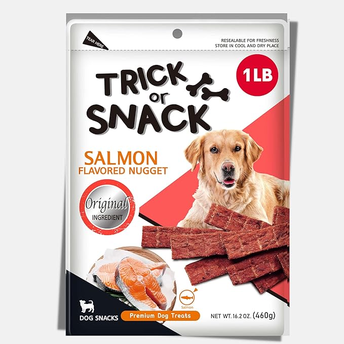 Premium 1lb Dog Jerky Treats | Dog Training | Dog Walking | Natural Grillers | Healthy Smoked Beef Chicken Salmon Chews Snacks Salmon Original Nugget