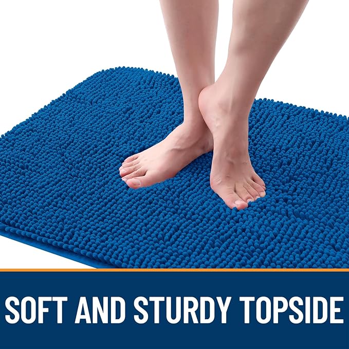 OLANLY Dog Door Mat for Muddy Paws 30x20, Absorbs Moisture and Dirt, Absorbent Non-Slip Washable Doormat, Quick Dry Chenille Mud Mat, Entry Indoor Entryway Carpet for Inside Floor, Deep Navy Blue