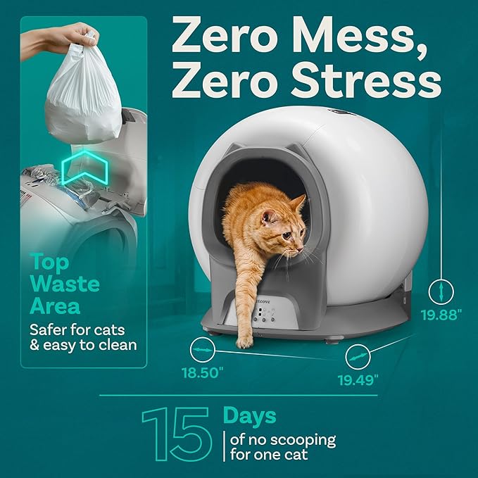 Self Cleaning Litter Box with Auto Safety Sensors for Multiple Cats - Automatic Cat Litter Box Self-Cleaning - Covered Odor Removal with APP Control - Compatible On All WiFi - Electric Robot