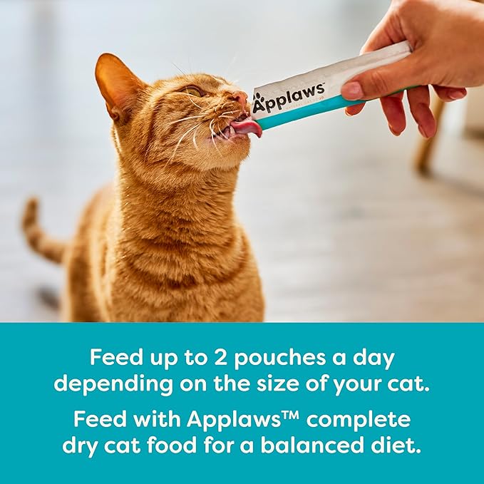Applaws Lickable Cat Treats, Natural Grain-Free Purée, Made with Limited and Natural Ingredients, No Artificial Additives, Tuna Squeeze Up Cat Treats (60 x 0.5 oz Sachets)