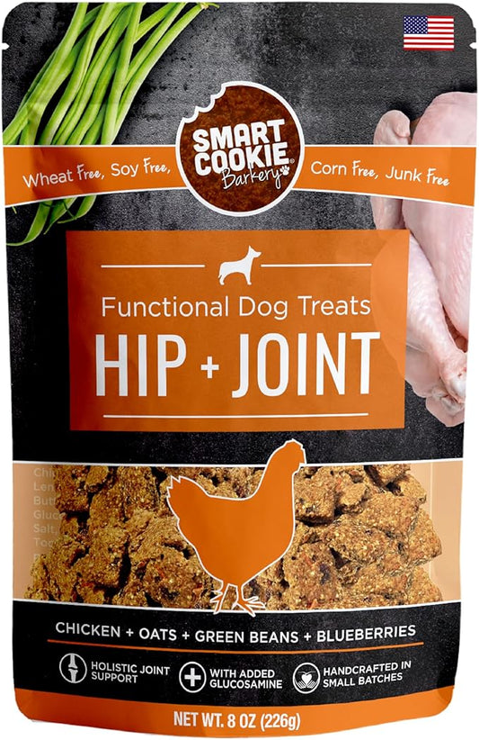 Smart Cookie All Natural Dog Treats - Healthy Hip and Joint Chicken Dog Biscuits with Glucosamine - Ideal for Senior Dogs and Sensitive Stomachs - Dehydrated, Crunchy, Human-Grade, Made in USA - 8oz