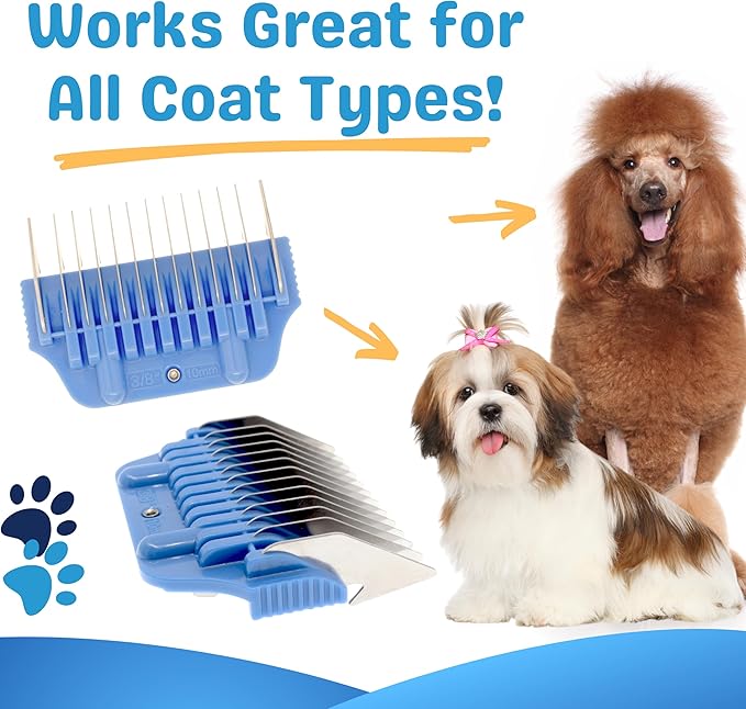 10MM 3/8" Cut Wide Clipper Guard Attachment for A5 Type Blade | Stainless Steel Blade for Professional Groomers and Stylist | Snap-On/Off Design