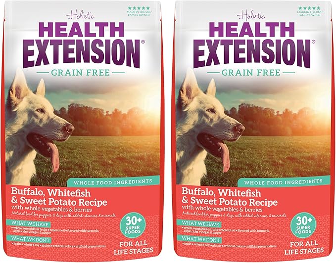 Health Extension Little Bites Buffalo & Whitefish Dry Dog Food (1 lb / 0.45 kg) – Grain-Free with Omega 3 & Whole Foods for Teacup, Toy & Small Breeds