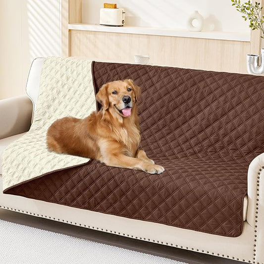 Smiry Waterproof Dog Blanket, Reversible Dog Bed Cover Pet Blanket, Soft Pet Couch Covers for Sofa Washable, Bed Couch Sofa Furniture Protector for Puppy Cat Kids (68"x82", Brown/Beige)