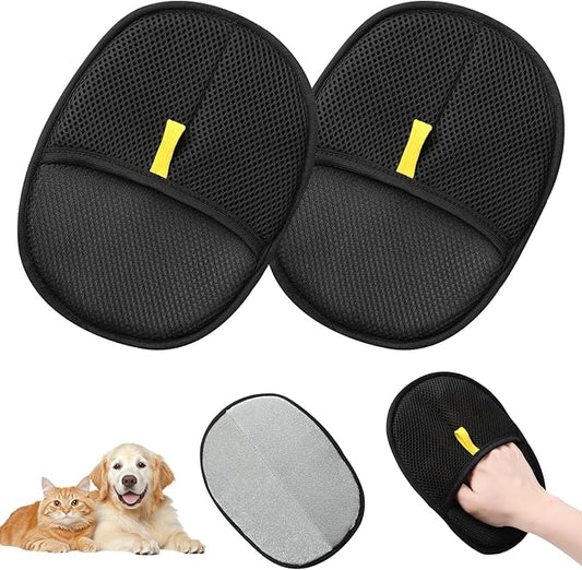 Pet Hair Removal Glove,Electrostatic Efficient Grooming Gloves for Pet Hair,Cat Grooming Gloves,Upgraded Animal Fur Removal Tool,Reusable Cat & Dog Hair Remover for Couch,Carpet,Curtain（2PCS)