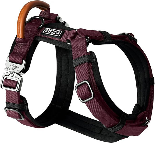 MADE TO ROAM Premium Explorer Harness - Y-Shaped Dog Harness with Adjustable Durable Nylon, Soft Padding, Metal Buckles and Leather Handle for Small, Medium, Large Dogs (Vermont Weekends, Size 2)