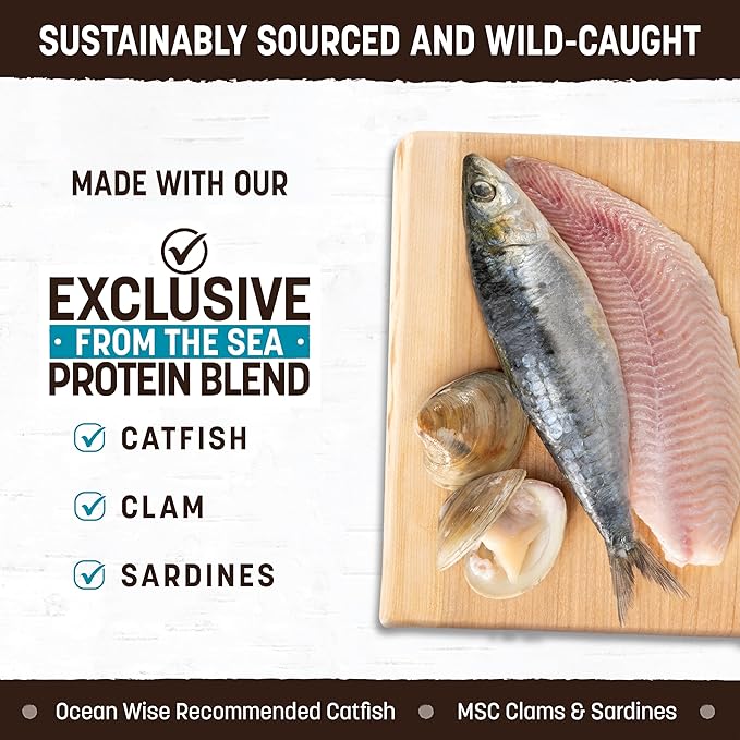 Earth Animal Wisdom Air-Dried Dog Food | From the Sea Recipe Premium Natural Dog Food | All Breeds & Ages | Made in The USA | 2 Pound Bag