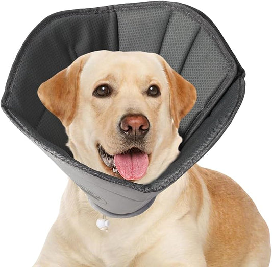 Soft Dog Cone for Small Medium Large Pets After Surgery, Comfy Cone for Dogs, Cones for Dogs to Stop Licking, Pet Elizabethan Collar Alternative to Prevent Licking Wounds(Grey,XL)