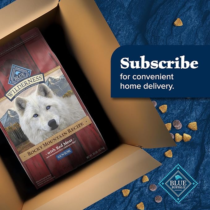 Blue Buffalo Wilderness Rocky Mountain Recipe High-Protein Senior Dry Dog Food, Made in The USA with Natural Ingredients Plus Wholesome Grains, Red Meat, 22-lb. Bag
