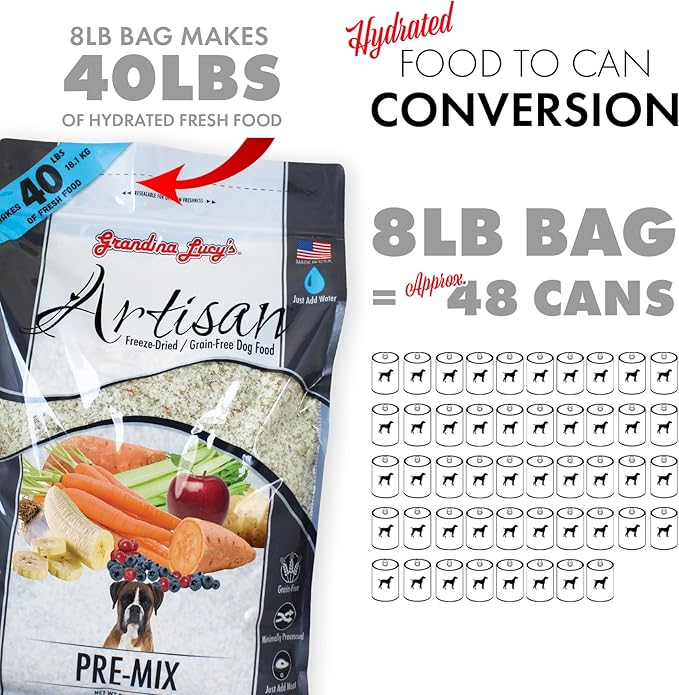 Grandma Lucy's Artisan Pre-Mix Dog Food, Grain Free and Freeze-Dried - 8Lb Bag