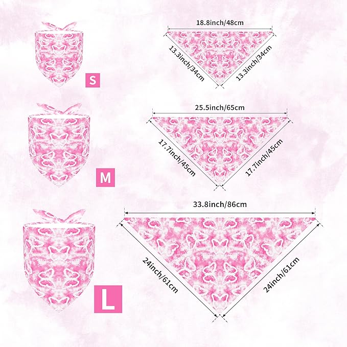 7 PCS Tie Dye Dog Bandanas for Small Dogs Stitching Edge Dog Bandanas for Puppy Doggy Print One Side Scarves Party Grooming S