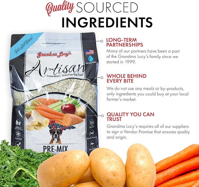Grandma Lucy's Artisan Pre-Mix Dog Food, Grain Free and Freeze-Dried - 3Lb Bag