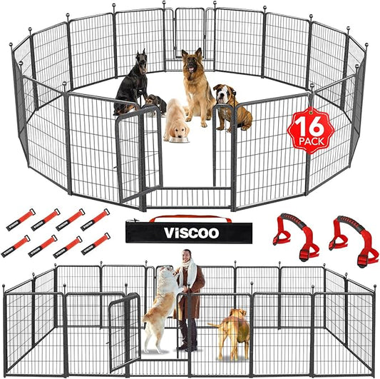 Dog Playpen Outdoor, 16 Panels 40" High Metal Dog Fence with Gate, Pet Fence for Large/Small Dogs, Portable Dog Fence for RV Camping, Yard