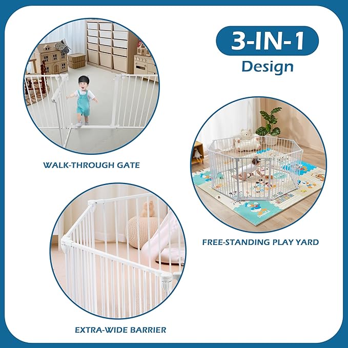 BalanceFrom Easy Walk-Thru Safety Gate for Doorways and Stairways with Auto-Close/Hold-Open Features, 29-Inch Tall, 205-Inch Wide, White