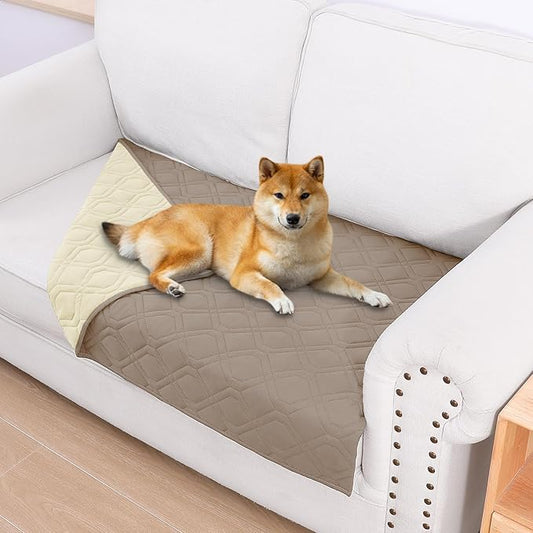 Smiry Waterproof Dog Blanket, 30x53 Inch Soft Pet Bed Cover Reversible, Washable Sofa Couch Furniture Protector for Small Medium Large Dog Puppy Cat, Taupe/Beige