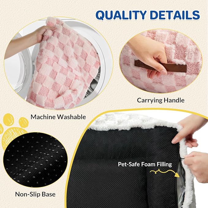 Large Dog Bed Sofa, Fluffy Pet Bed for Medium and Large Dogs, Supportive Dog Couch Sofa for Dogs, Pet Sofas with Washable Cover & Non-Slip, 38 inch, Pink