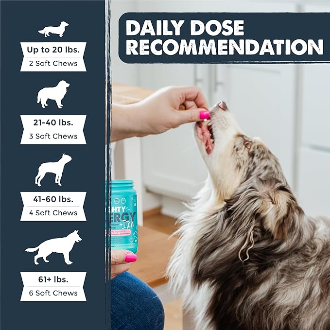 Mighty Paw Waggables Allergy Immune + Itch (Made in The USA) 2 Pack -Dog Chews Anti-Itch for Dogs. Allergy Support Vitamins for Skin and Coat Allergies. Omega 3 & Quercetin for Pets 240 Ct