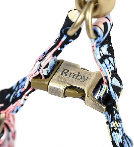 Angie and Allie Organic Cotton Personalized Step in Dog Harness,Custom Dog Halter Vests,Adjustable No Pull Canine Halter Harness for Small Medium Large Dogs