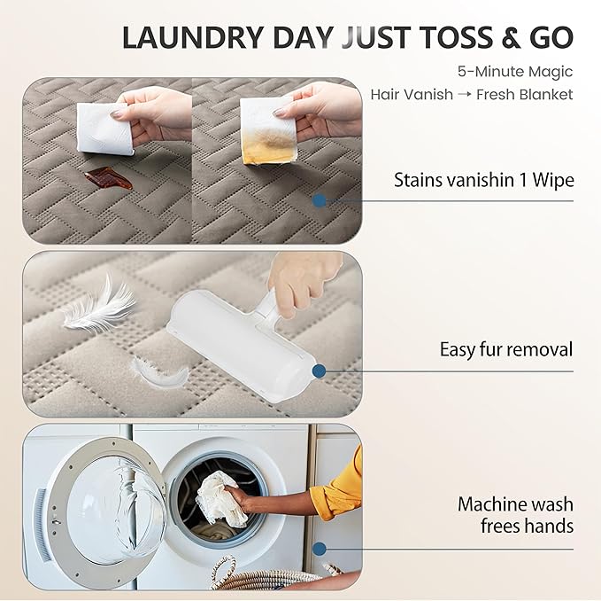 gogobunny Waterproof Dog Bed Cover Pet Blanket for Furniture Bed Couch Sofa Reversible (Dark Stone/Light Stone, 82x102 Inch (Pack of 1))