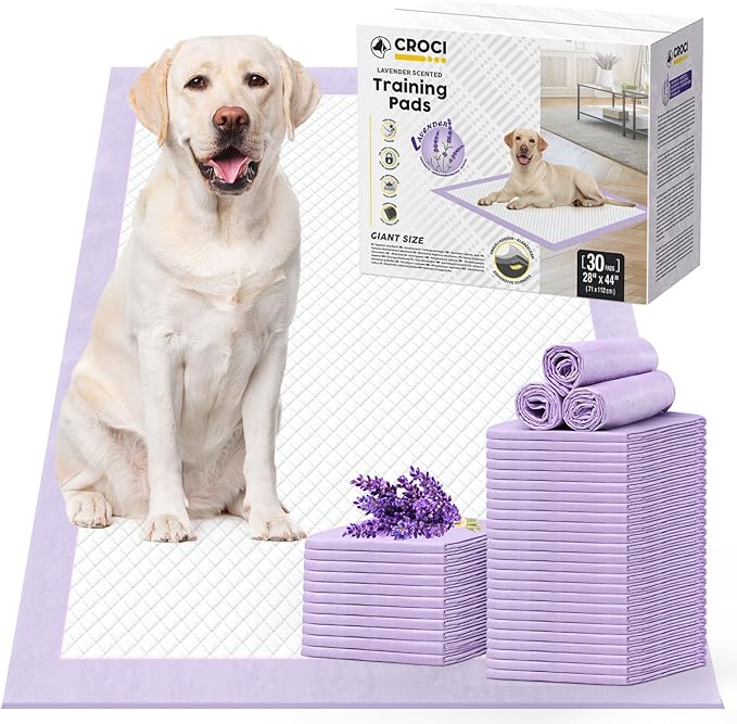CROCI Dog Pads Extra Large 28x44in, Puppy Pads with Adhesive Tabs Super Absorbent Up to 12 Cups, Disposable (30 Counts)